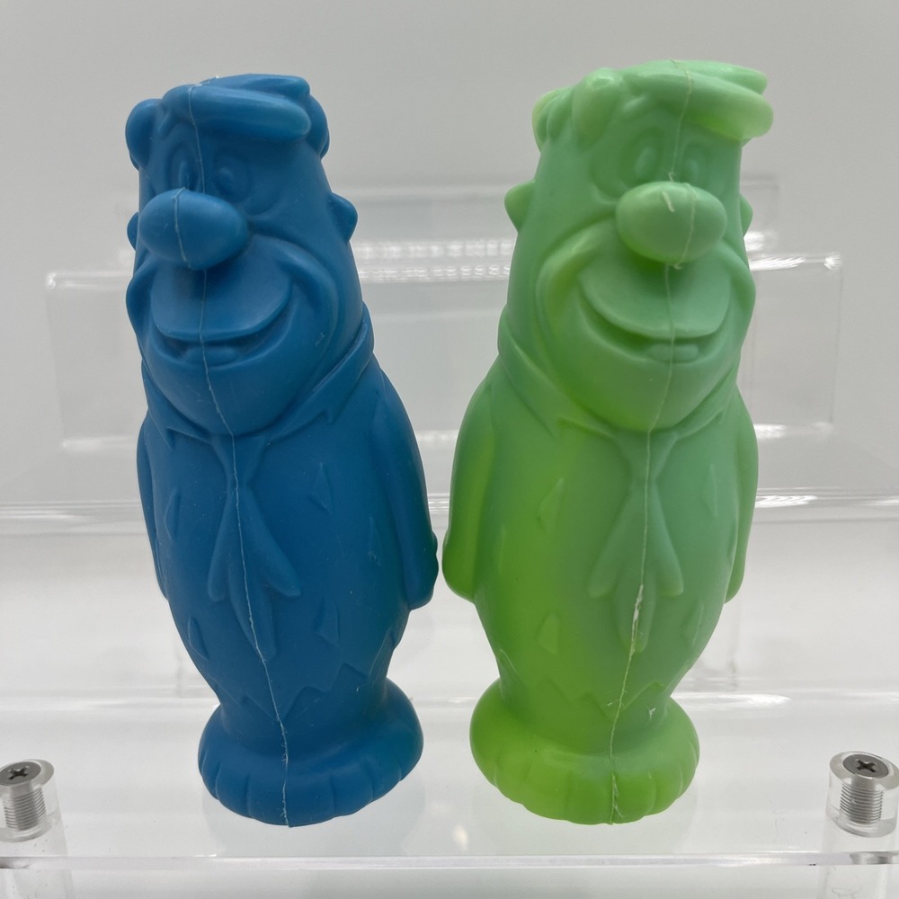 Vintage Fred Flintstone Hanna-Barbera Plastic Toy Blow Mold 6" lot of 2 HTF